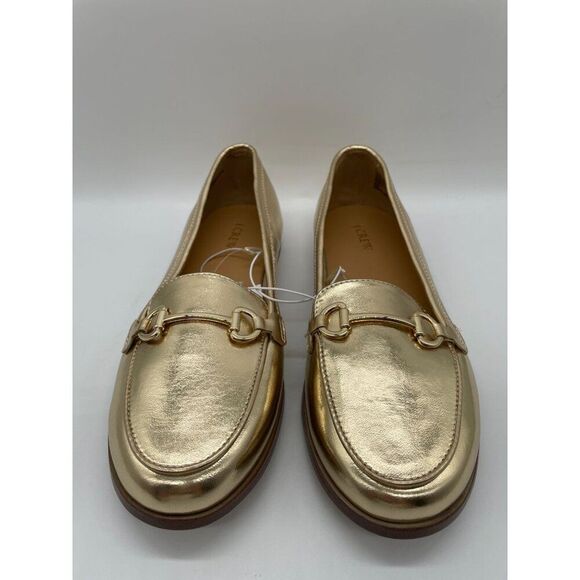 J. Crew Crew Cuts Girls Metallic Gold Horse Bit Loafers Flats Sz 5 Preppy Shool - Picture 3 of 12